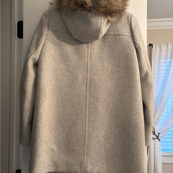 Jcrew women's Gray Coat with Faux Fur Trim - Picture 2 of 6